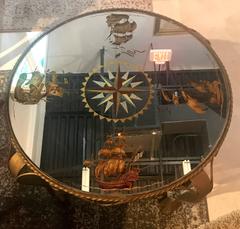 French Nautical Églomisé Mirror Topped Coffee Table, circa 1940