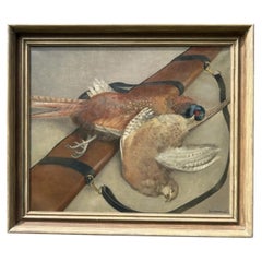 Signed Original Sporting Still Life Oil Painting of Pheasants by D. Cookson