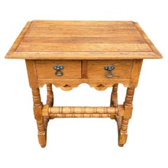 18th Century George III Style Golden Oak Side Table with Two Drawers