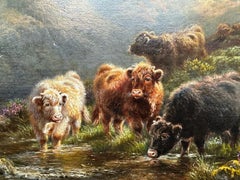 Scottish Highland Cattle Landscape by Charles E. Watson, Oil Painting on Canvas
