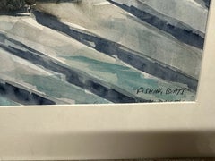 J. Bailey – Aquarelle côtière anglaise : Port de Cornouailles et bateaux de pêche