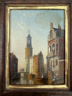 Paire de peintures à l'huile originales représentant des paysages urbains européens, réalisées par William R. Dommerson