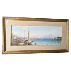 Italian Mountainous Lake Landscape Watercolour Painting by Thomas M. Richardson