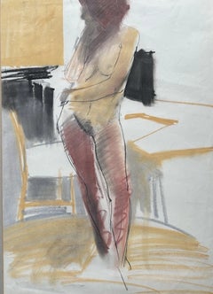 Albert L. Hammonds Original Watercolour and Pastel of a Standing Nude Figure