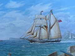 John Whale Nautical Maritime Oil Painting on Board, Two-Masted Schooners at Sea