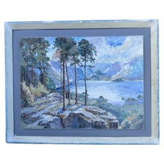Richard D. Dale British Impressionist Landscape Oil Painting of Lakeside