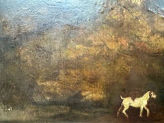 George Morland British Rural Landscape Oil Painting on Panel with Horse and Cart