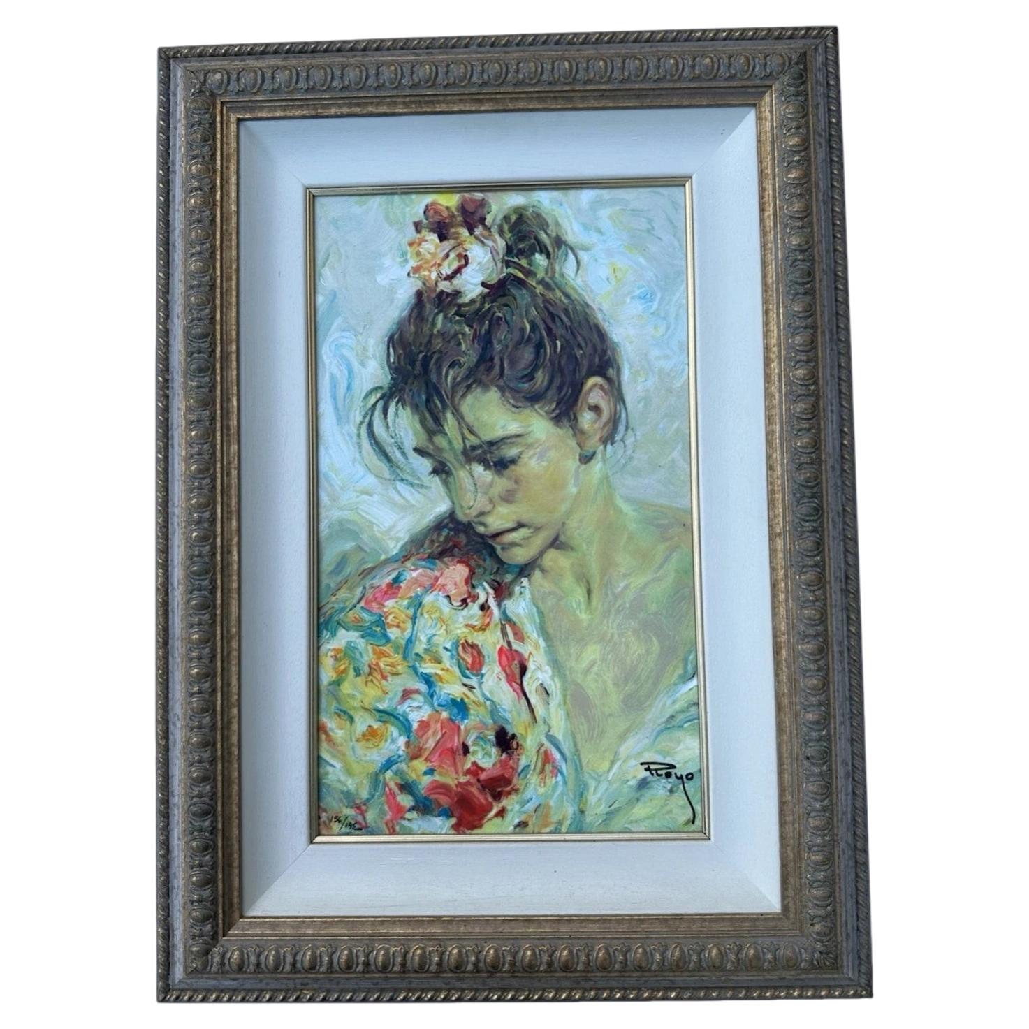 José Royo Signed Limited Edition Serigraph on Board, El Mantón, Mid Century