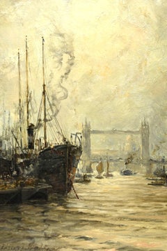 Philip F. Walker 19th Century Maritime Nautical Oil Painting of London Thames