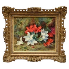 George Clare Antique Still Life Oil Painting on Canvas, Summer Flowers