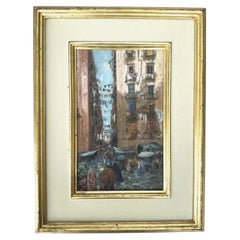 Peinture à l'huile originale représentant Malte, datant du début du XXe siècle, signée de manière indéchiffrable