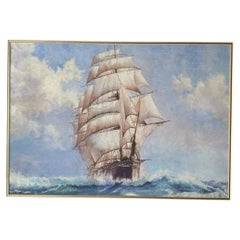 W. M. Birchall Signed Watercolour Marine Seascape Painting with Clipper Ship
