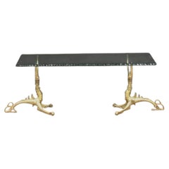 Rare Sculptural Brass Coffee Table with Wyvern Supports, Style of Alain Chervet