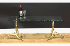 Rare Sculptural Brass Coffee Table with Wyvern Supports, Style of Alain Chervet