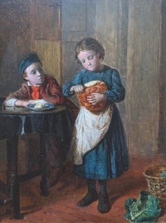 William Hemsley RBA Original Victorian Oil Painting "Bread & Butter"