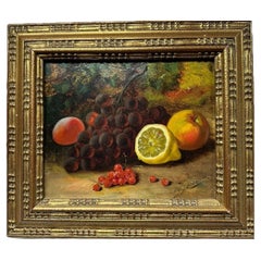 Gertrude J. Barnes 19th Century Still Life Oil Painting of Fruit
