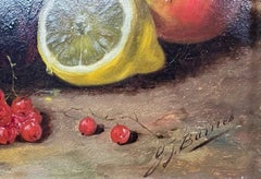 Gertrude J. Barnes 19th Century Still Life Oil Painting of Fruit