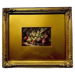 Antique 19th Century Still Life Oil Painting of Fruit by Oliver Clare