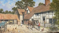 Mid Century Oil Painting of Shakespeare's Mary Arden's House, Signed