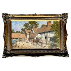 Mid Century Oil Painting of Shakespeare's Mary Arden's House, Signed