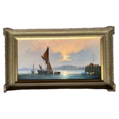 Marine Nautical Oil Painting "Evening Harbour" by David Short