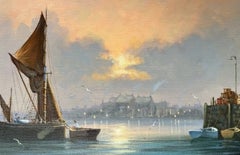 Marine Nautical Oil Painting "Evening Harbour" by David Short