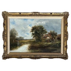 Joseph Thors Signed 19th C Country Landscape with Egerton Family Provenance