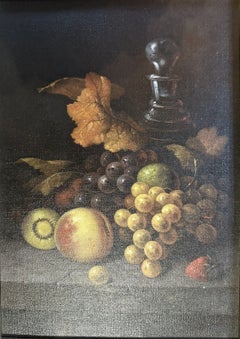 Howard Shingler Original Still Life Oil Painting with Fruit and Decanter