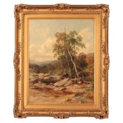 David Bates Original Victorian Oil Painting "The Mill Dam", Dated 1887