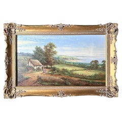 Mid Century Chris D. Howells Coastal Landscape Oil Painting on Canvas Signed