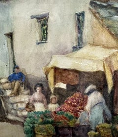Tom C. Watercolour Painting of Cornish Fishing Village Coastal Landscape Signed