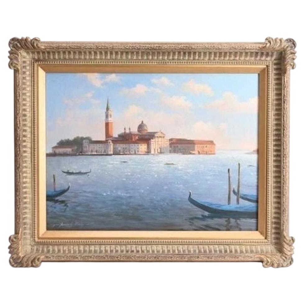 Mid Century Oil on Canvas Painting “San Giorgio Maggiore, Venice” Signed For Sale