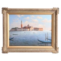 Mid Century Oil on Canvas Painting “San Giorgio Maggiore, Venice” Signed