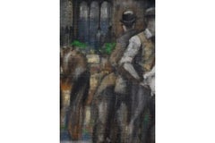 John J. Gorman Pair of Original Oil Paintings on Canvas Board Market Scenes