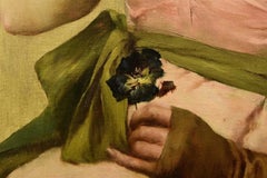 Frederick W. Davis Original Victorian Oil Painting "The Flower Girl" Signed