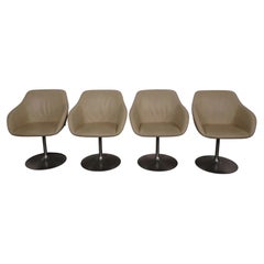Set of Four Walter Knoll Designer Swivel Leather Lounge Chairs by Pearson Lloyd
