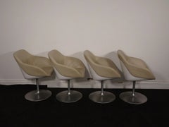 Set of Four Walter Knoll Designer Swivel Leather Lounge Chairs by Pearson Lloyd