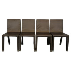 Designer Set of Four B&B Italia Chairs in Brown Upholstery