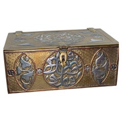 Antique Mamluk Revival Silver and Copper Inlaid Casket, Syrian or Egyptian