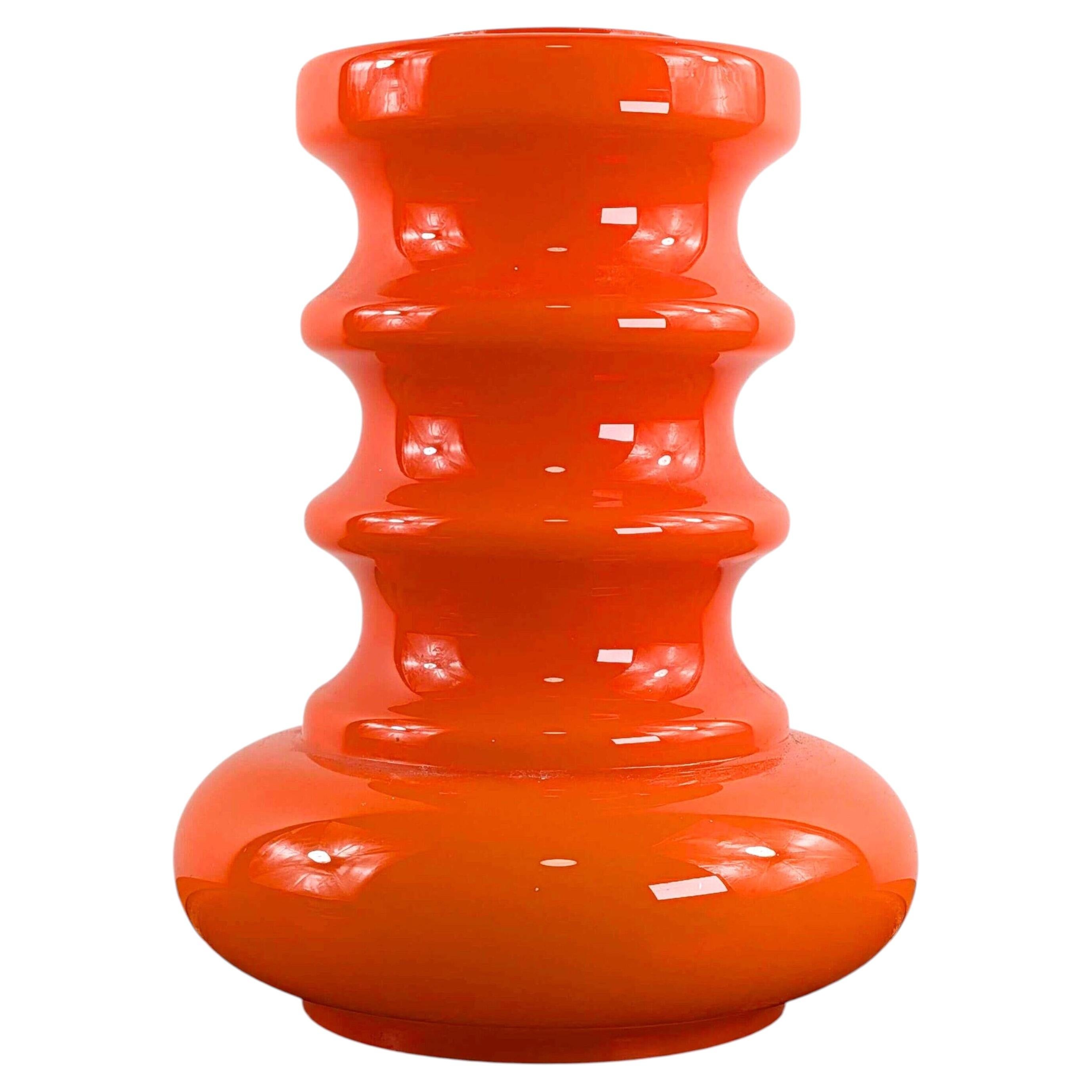 Per Ström Swedish Mid Century Orange Glass Vase, Scandinavian Modern, 1970s For Sale