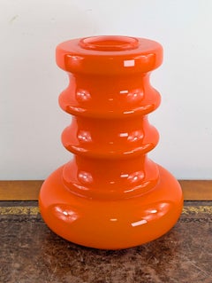 Per Ström Swedish Mid Century Orange Glass Vase, Scandinavian Modern, 1970s