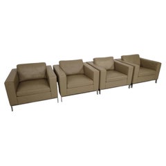 Lot de quatre fauteuils design en cuir « Foster » de Walter Knoll, datant du milieu du siècle dernier