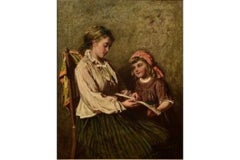 Edwin Thomas Roberts Victorian Genre Oil Painting on Canvas