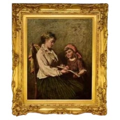 Edwin Thomas Roberts Victorian Genre Oil Painting on Canvas