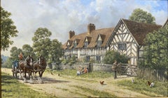 John L. Chapman Oil on Canvas Painting of Mary Arden's House, Wilmcote