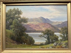 Henry Cheadle Tranquil Lake Landscape with Grazing Sheep Oil Painting