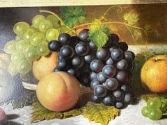 Antique Victorian Still Life of Fruit Oil Painting Late 19th Century