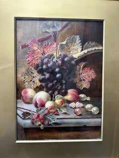 Oliver Clare, « Nature morte aux fruits », huile sur panneau, début du XXe siècle