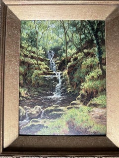 Leonard Mellor Oil Painting of a Forest Creek Early 20th Century