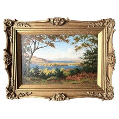 Leonard Mellor Lake Landscape Oil on Board Painting